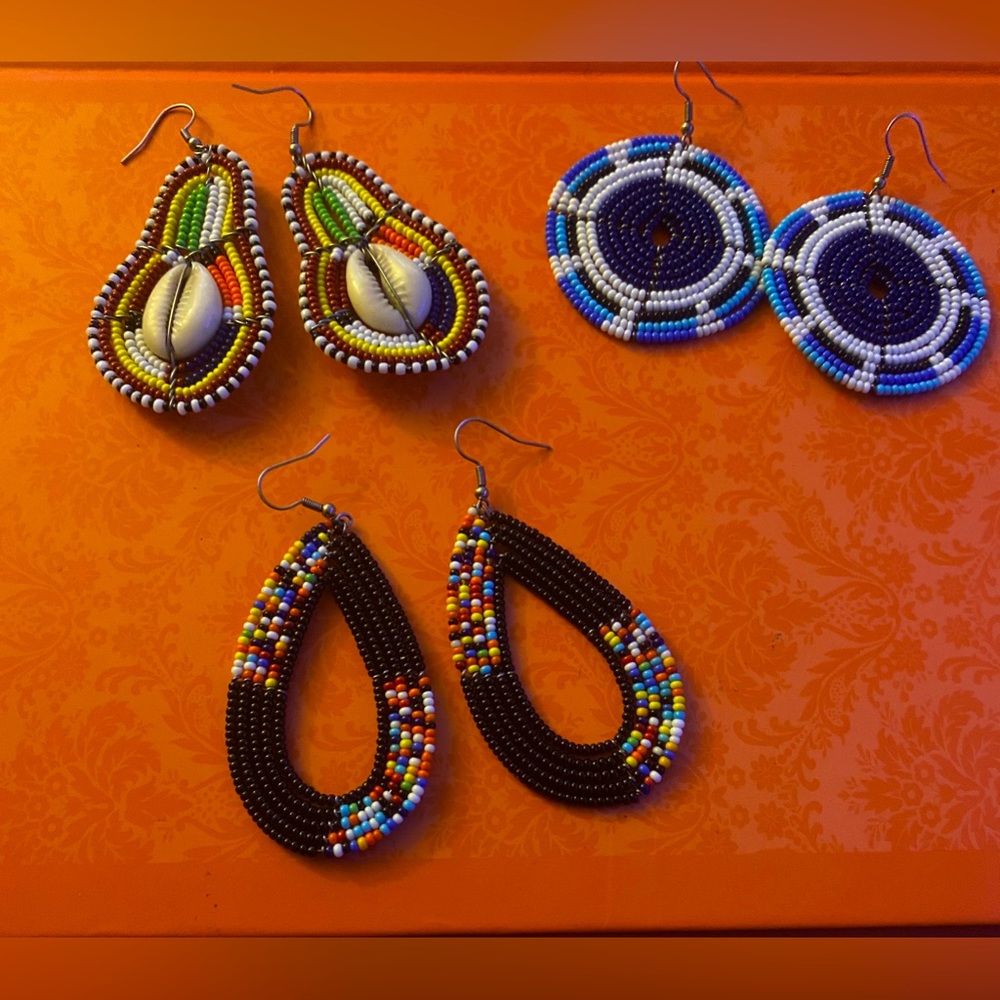 African Maasai tribal earrings